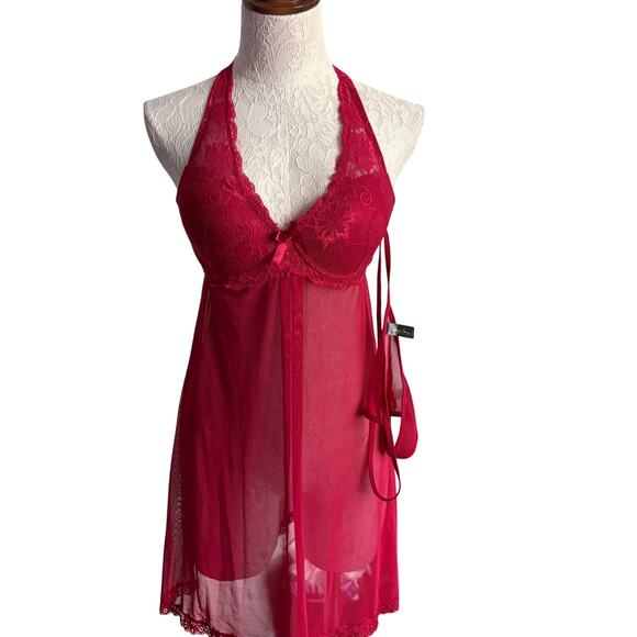 Marilyn Monroe Intimates Red Sheer Babydoll Lingerie Set Size Large Vixen - Picture 1 of 7